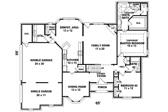 Floor Plan - Main Floor for European House Plan #81-546 - 4 bed, 3.5 bath