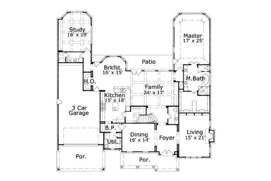 Floor Plan - Main Floor for Traditional House Plan #411-152 - 4 bed, 4.5 bath