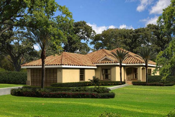 Exterior - Front Elevation for Mediterranean House Plan #420-264 - 3 bed, 3 bath