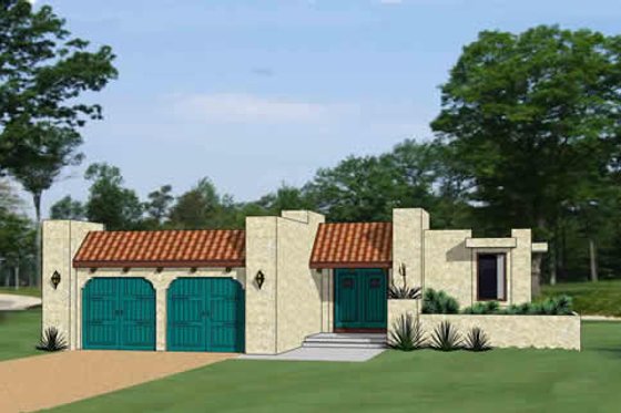 Exterior - Front Elevation for Adobe / Southwestern House Plan #116-292 - 3 bed, 2.5 bath
