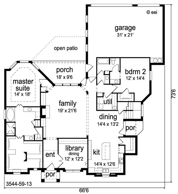 Traditional Floor Plan - Main Floor Plan #84-622