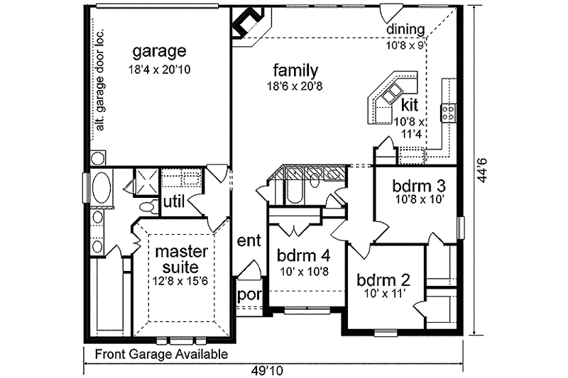 Dream House Plan - Floor Plan - Main Floor for European House Plan #84-208 - 4 bed, 2 bath