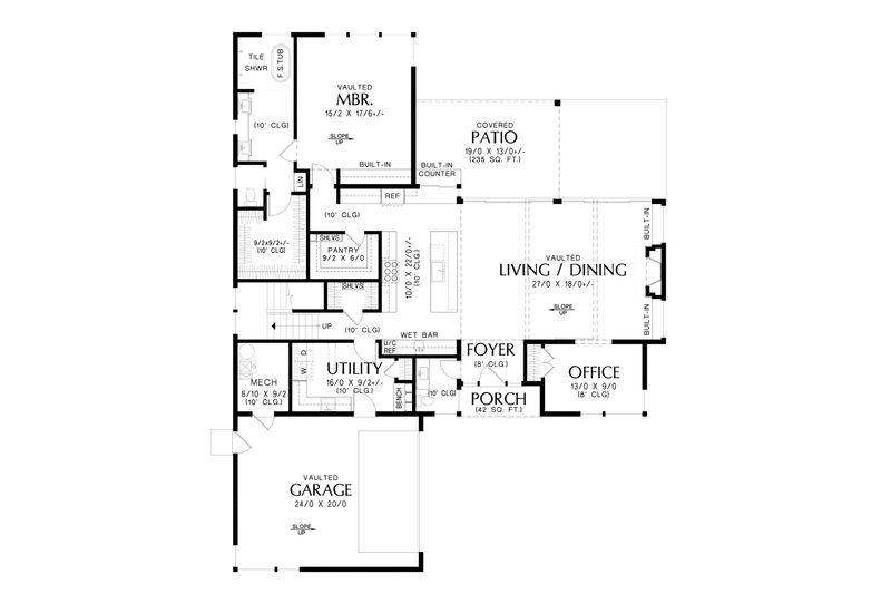 House Design - Floor Plan - Main Floor for Contemporary House Plan #48-1151 - 4 bed, 2.5 bath