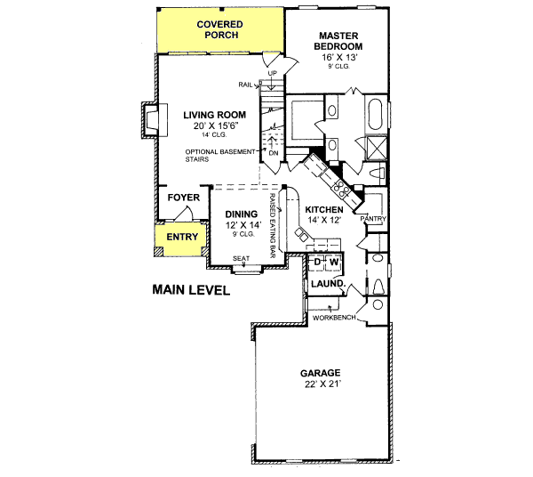 Architectural House Design - Traditional Floor Plan - Main Floor Plan #20-1358