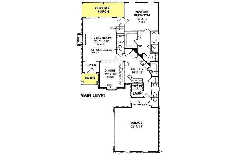 House Blueprint - Floor Plan - Main Floor for Traditional House Plan #20-1358 - 3 bed, 2.5 bath