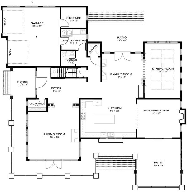 House Blueprint - Classical Floor Plan - Main Floor Plan #1101-49