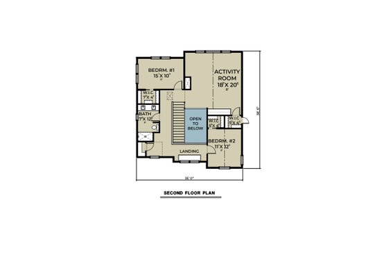 Floor Plan - Upper Floor for Farmhouse House Plan #1070-191 - 3 bed, 2.5 bath
