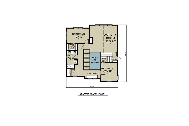 Dream House Plan - Floor Plan - Upper Floor for Farmhouse House Plan #1070-191 - 3 bed, 2.5 bath