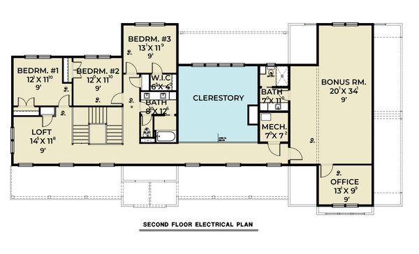 House Blueprint - Floor Plan - Upper Floor for Barndominium House Plan #1070-271 - 4 bed, 3.5 bath