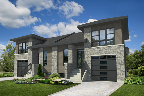 Exterior - Front Elevation for Contemporary House Plan #25-4611 - 6 bed, 4 bath