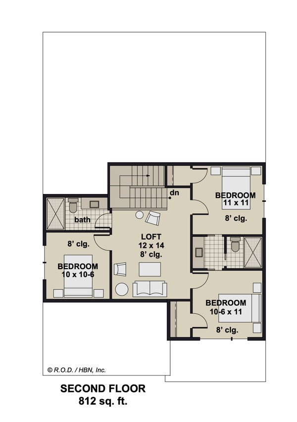 Modern Floor Plan - Upper Floor Plan #51-1348