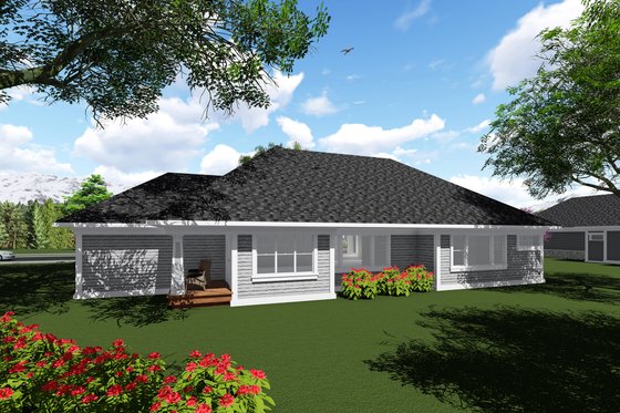 Exterior - Rear Elevation for Craftsman House Plan #70-1271 - 2 bed, 2.5 bath