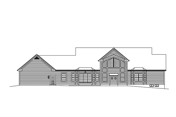 Exterior - Rear Elevation for Country House Plan #57-606 - 4 bed, 3.5 bath