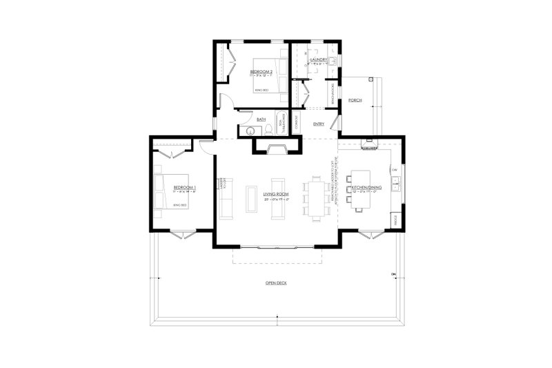 House Blueprint - Floor Plan - Main Floor for Cabin House Plan #1114-40 - 2 bed, 1 bath