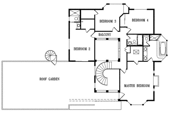 Floor Plan - Upper Floor for Mediterranean House Plan #1-798 - 5 bed, 3 bath