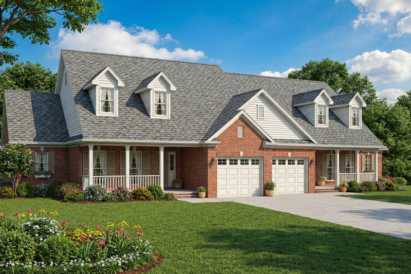 Traditional Style House Plan - 1 Beds 1.5 Baths 2578 Sq/Ft Plan #17-548 Exterior