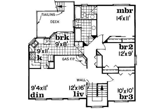Floor Plan - Upper Floor for Traditional House Plan #47-582 - 3 bed, 2 bath