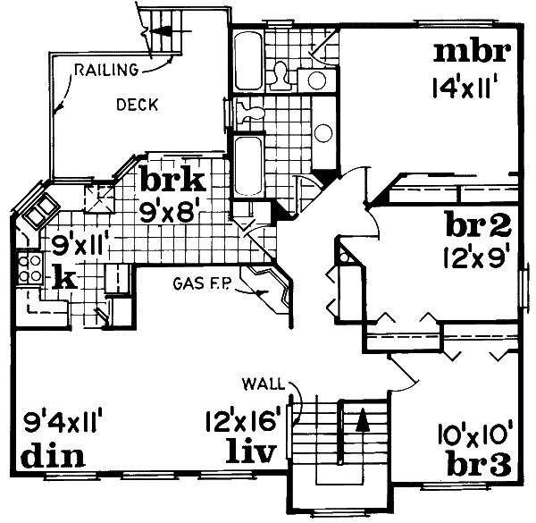 Floor Plan - Upper Floor for Traditional House Plan #47-582 - 3 bed, 2 bath