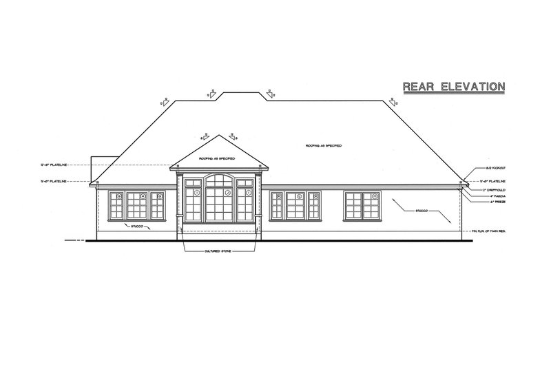 Home Plan - Exterior - Rear Elevation for European House Plan #20-981 - 4 bed, 3 bath