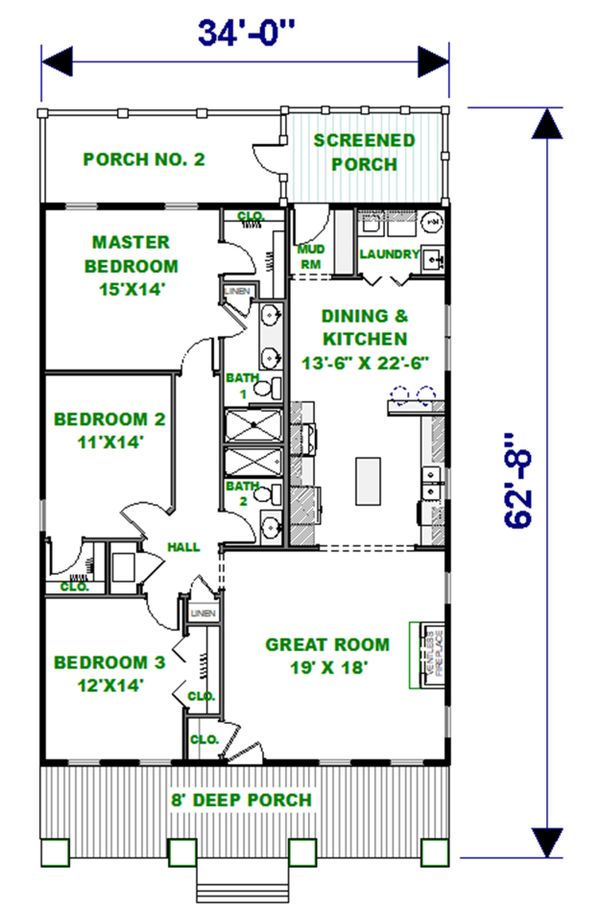 Home Plan - Craftsman Floor Plan - Main Floor Plan #44-232