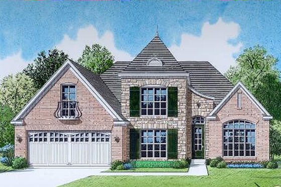Exterior - Front Elevation for European House Plan #424-87 - 4 bed, 3 bath
