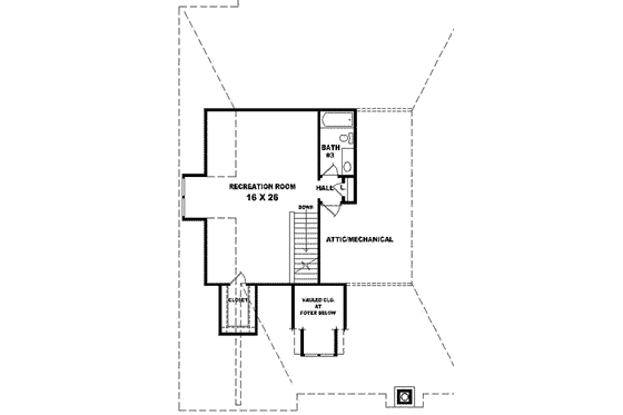 Floor Plan - Upper Floor for European House Plan #81-444 - 3 bed, 3 bath