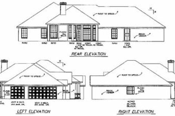 Exterior - Rear Elevation for Traditional House Plan #65-446 - 3 bed, 2 bath