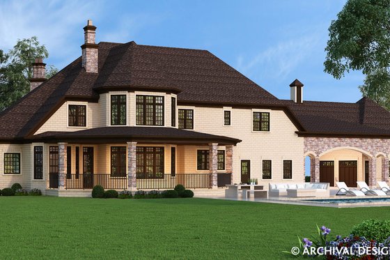 European Style Porte Cochere House Plan