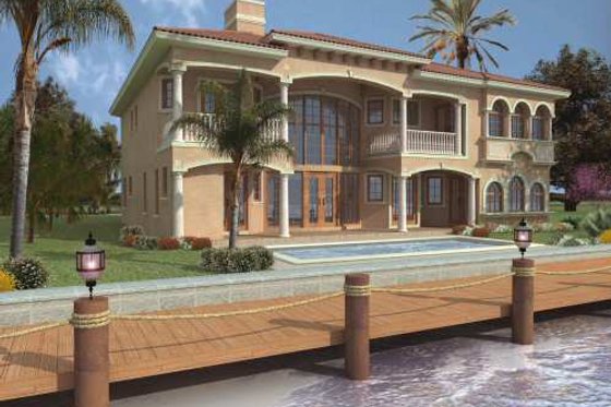 Exterior - Rear Elevation for Mediterranean House Plan #420-167 - 5 bed, 6.5 bath