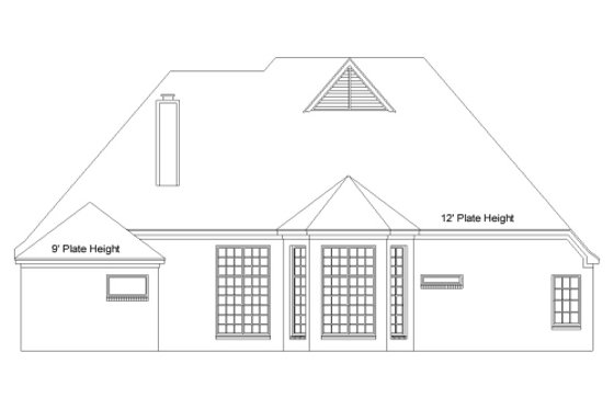 Exterior - Rear Elevation for European House Plan #424-310 - 3 bed, 3 bath