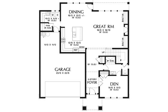 Floor Plan - Main Floor for Contemporary House Plan #48-963 - 4 bed, 3 bath