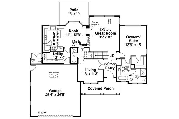 Architectural House Design - Traditional Floor Plan - Main Floor Plan #124-384