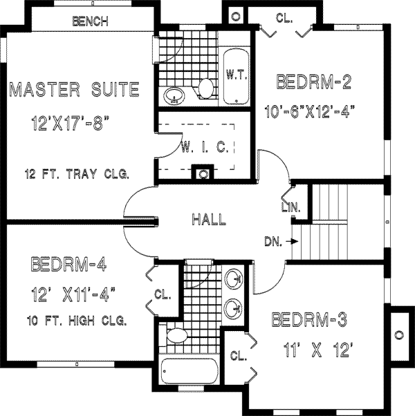 Dream House Plan - Colonial Floor Plan - Upper Floor Plan #3-158