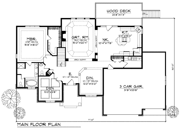 Architectural House Design - Traditional Floor Plan - Main Floor Plan #70-296