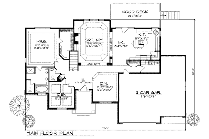 Home Plan - Floor Plan - Main Floor for Traditional House Plan #70-296 - 4 bed, 2.5 bath