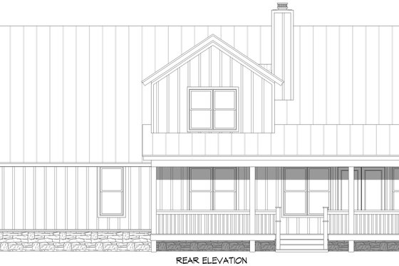 Exterior - Rear Elevation for Prairie House Plan #932-1174 - 3 bed, 2.5 bath