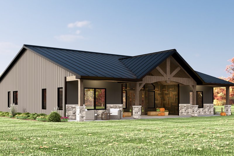 Architectural House Design - Exterior - Front Elevation 8 for Ranch House Plan #1064-191 - 3 bed, 2 bath