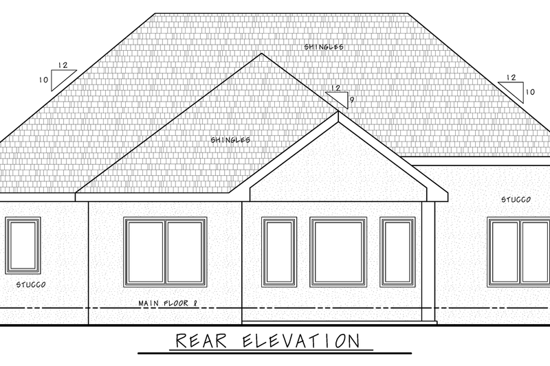 House Blueprint - Exterior - Rear Elevation for Modern House Plan #20-2608 - 2 bed, 2 bath