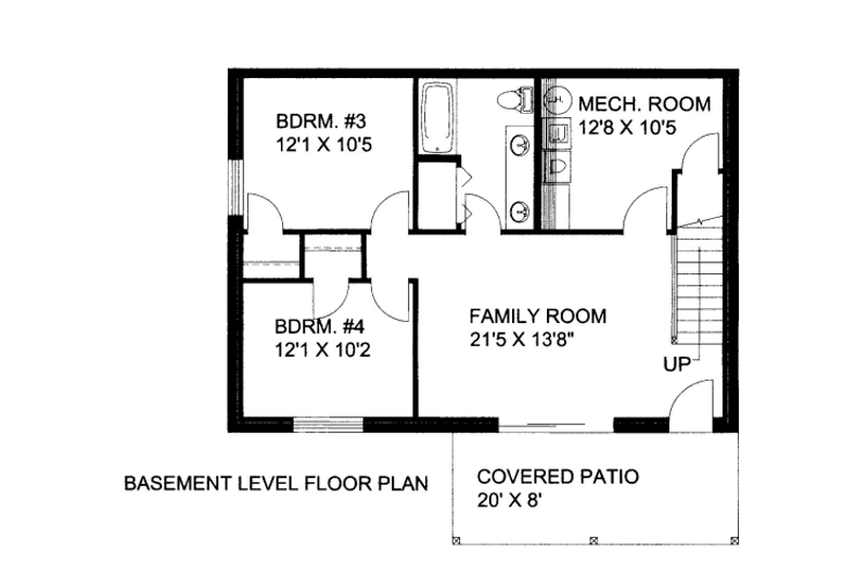 Architectural House Design - Floor Plan - Lower Floor for Traditional House Plan #117-724 - 4 bed, 2 bath