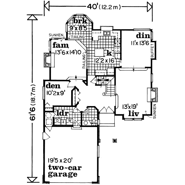 Floor Plan - Main Floor for Traditional House Plan #47-547 - 3 bed, 2.5 bath