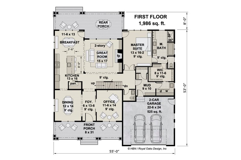 House Plan Design - Floor Plan - Main Floor for Craftsman House Plan #51-1205 - 4 bed, 3.5 bath