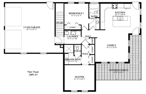 Ranch Floor Plan - Main Floor Plan #1060-386
