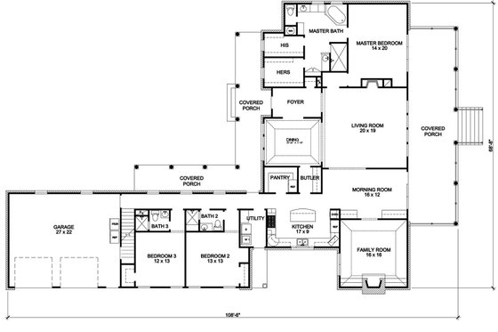 Floor Plan - Main Floor for Country House Plan #140-160 - 3 bed, 3 bath
