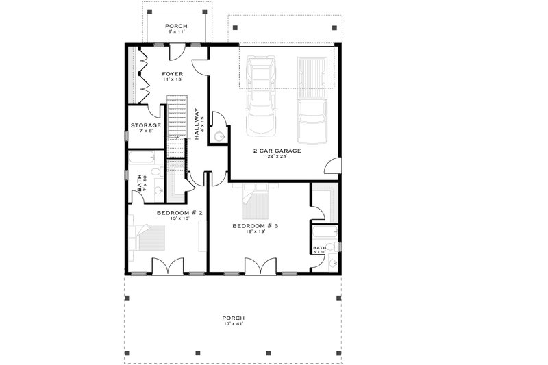 House Blueprint - Floor Plan - Main Floor for Farmhouse House Plan #1101-54 - 3 bed, 3 bath