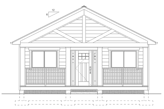 Exterior - Front Elevation 3 for Cottage House Plan #126-281 - 1 bed, 1 bath