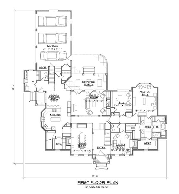 House Plan Design - Classical Floor Plan - Main Floor Plan #1054-88