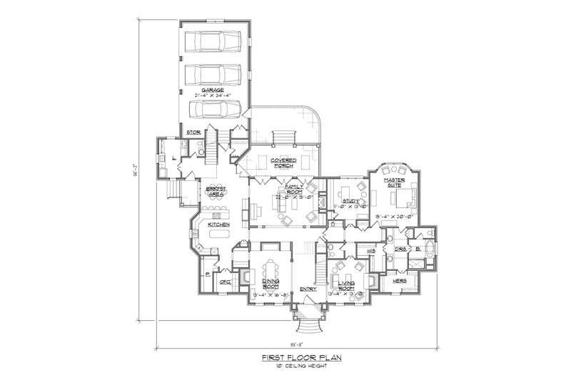 Dream House Plan - Floor Plan - Main Floor for Classical House Plan #1054-88 - 4 bed, 3.5 bath