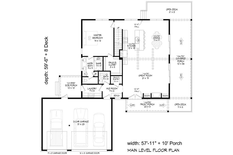 House Blueprint - Floor Plan - Main Floor for Southern House Plan #932-1283 - 4 bed, 3.5 bath