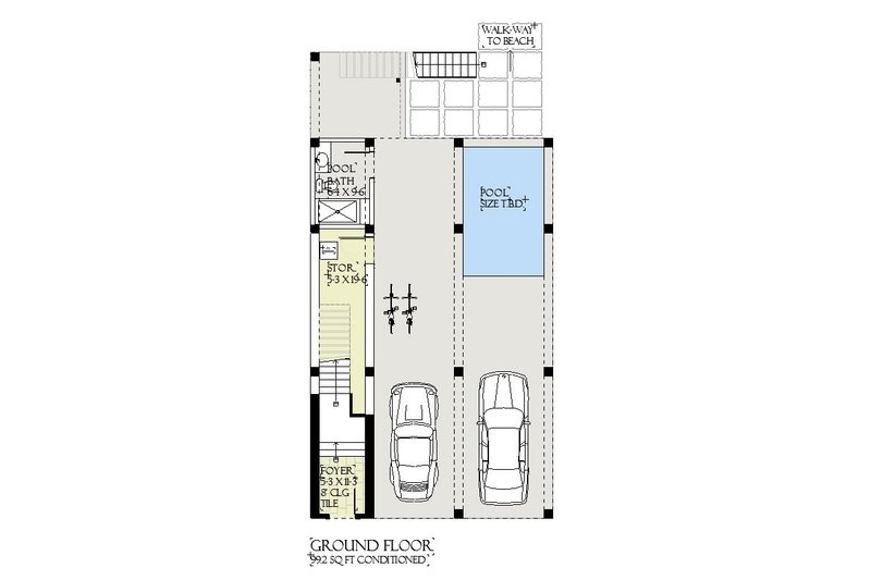 Home Plan - Floor Plan - Lower Floor for Beach House Plan #901-162 - 3 bed, 4.5 bath