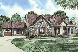 House Blueprint - European Exterior - Front Elevation Plan #17-2509